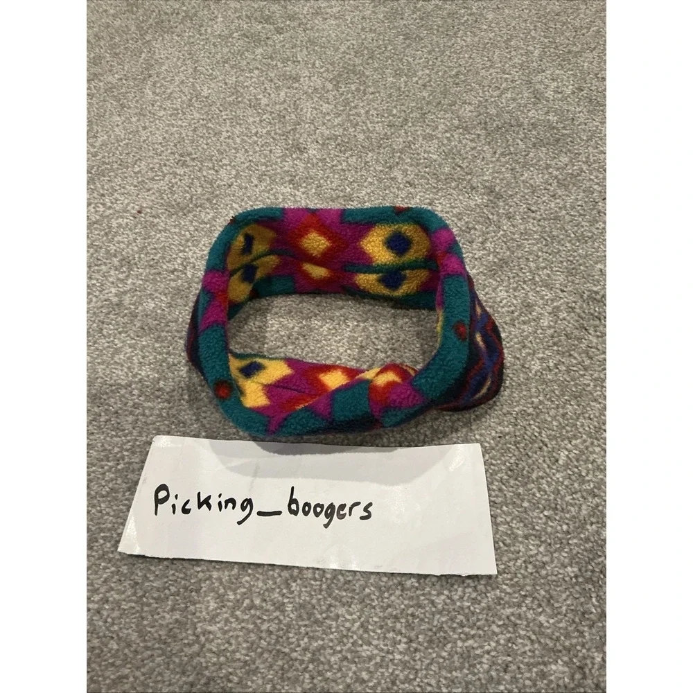 Vintage multi-colored Southwestern or Aztec pattern fleece headband ear warmer